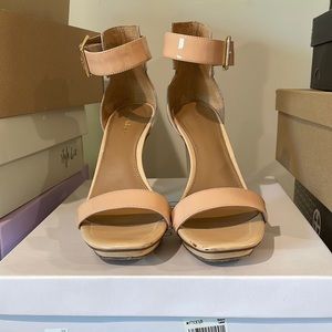 Calvin Klein triple tone parent leather nude heels
